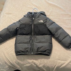 The north face gray and black toddler puffer coat